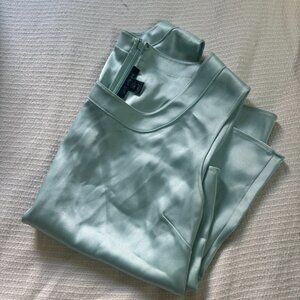 Shimmering Mint Silk Shirt St. John Knit Size 12 Liquid Satin Tank Top